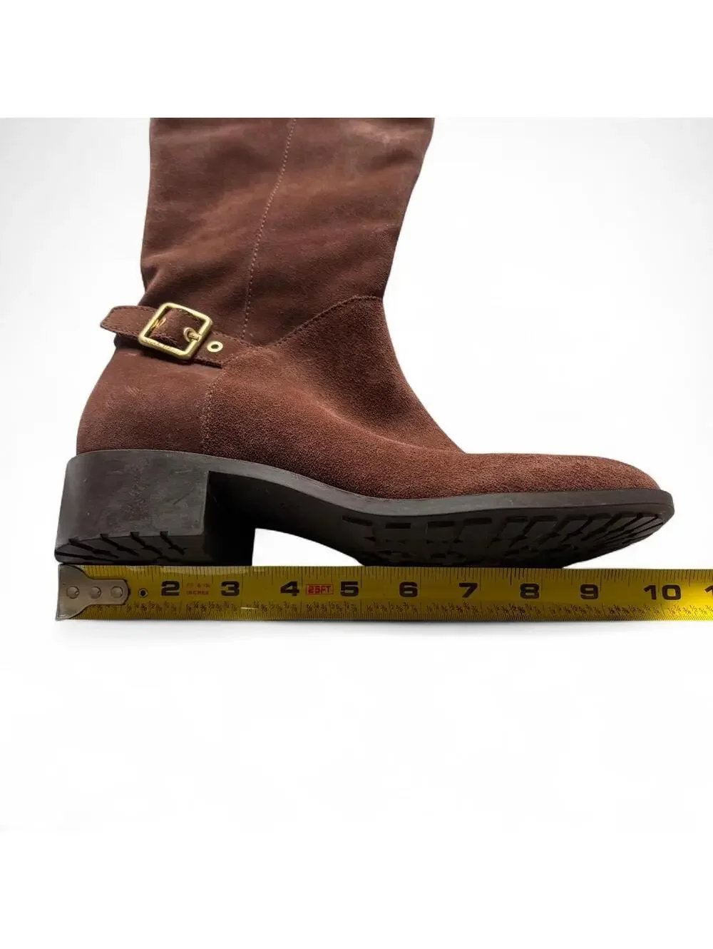 Cole Haan Brown Gold Buckle Leather Riding Boots Size 8